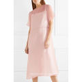 Venda quente rosa manga curta midi vestido de verão manufatura grosso moda feminina vestuário (t0324d)